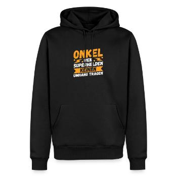 Oncle - Sweat à capuche Premium bio Homme - noir - Devant - Nico (187cm)