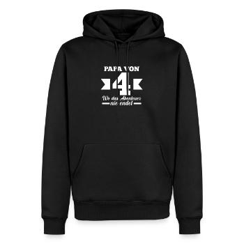 Père de 4 enfants - Sweat à capuche Premium bio Homme - noir - Devant - Nico (187cm)
