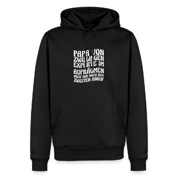 Papa de jumeaux - Sweat à capuche Premium bio Homme - noir - Devant - Nico (187cm)
