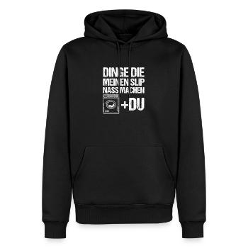 Des choses qui mouillent ma culotte - Sweat à capuche Premium bio Homme - noir - Devant - Nico (187cm)
