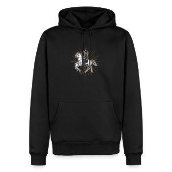 Cheval - Sweat à capuche Premium bio Homme - noir - Devant - Nico (187cm)