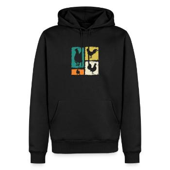 Hühner Hahn - Männer Premium Bio Hoodie - Schwarz - Vorne - Nico (187cm)