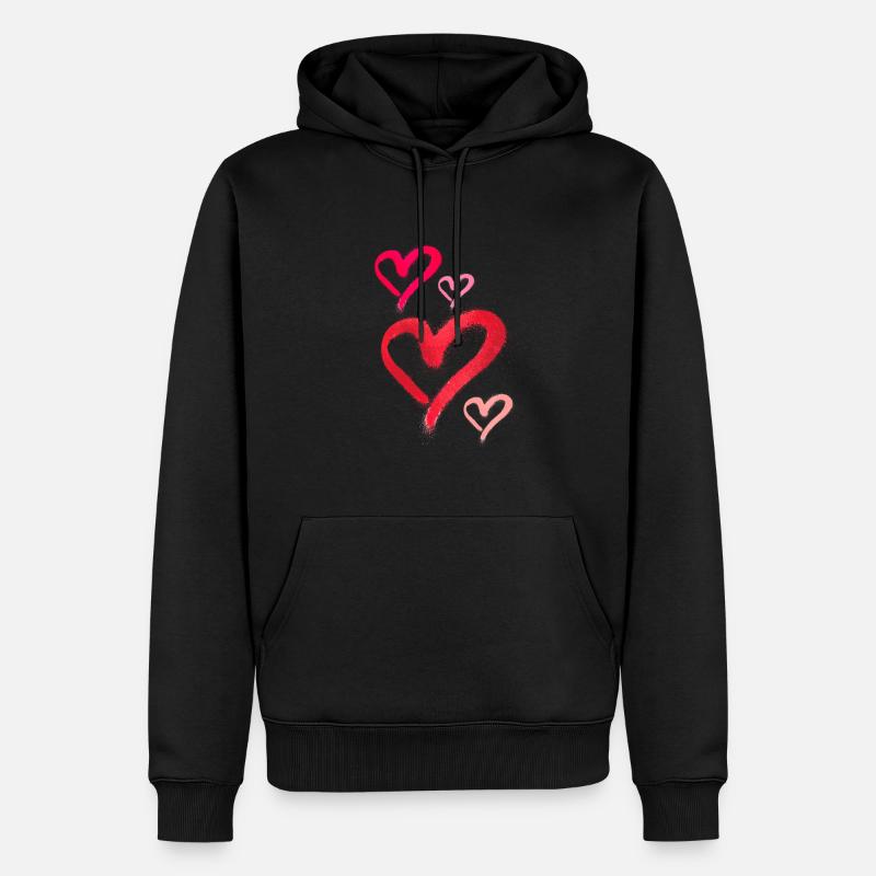 spray paint,spray,herzen,graffiti,rot,pink - Männer Premium Bio Hoodie - Schwarz