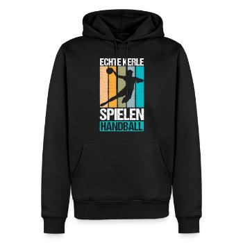 Echte Kerle spielen Handball - Männer Premium Bio Hoodie - Schwarz - Vorne - Nico (187cm)