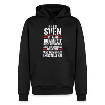 Sven - Männer Premium Bio Hoodie - Schwarz - Vorne - Nico (187cm)