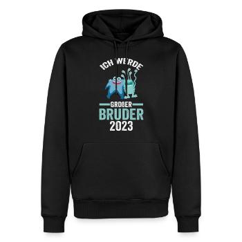 Ich werde großer Bruder 2023 - Männer Premium Bio Hoodie - Schwarz - Vorne - Nico (187cm)