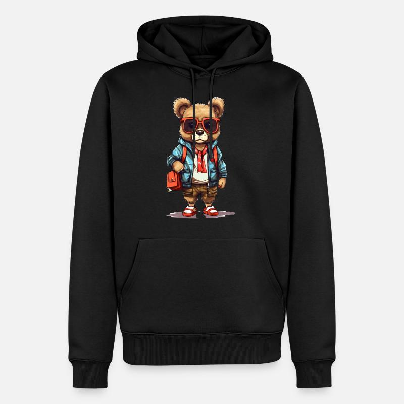 Dessin animé Mignon Ours - Sweat à capuche Premium bio Homme - noir