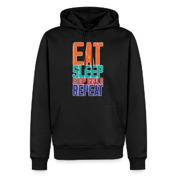 Eat Sleep Stop Goals Repeat 3 - Männer Premium Bio Hoodie - Schwarz - Vorne - Nico (187cm)