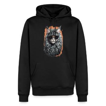 Maine-Coon-Katze Coolness in Katzen Form - Männer Premium Bio Hoodie - Schwarz - Vorne - Nico (187cm)