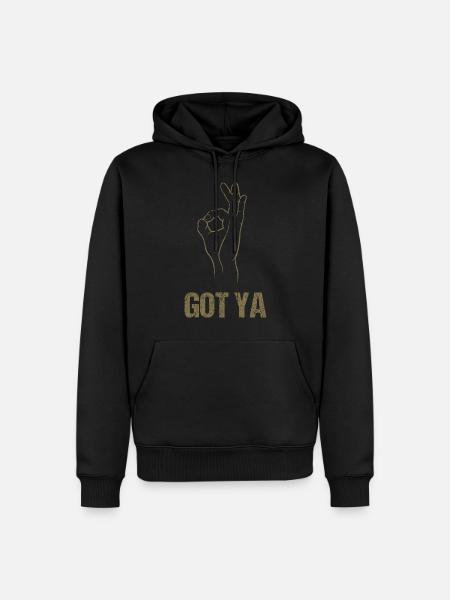 "Reingeguckt" Handspiel - Klassischer Got - Men’s Premium Organic Hoodie - black