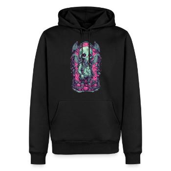 Kawaii Cthulhu Goth Monster Halloween Design - Männer Premium Bio Hoodie - Schwarz - Vorne - Nico (187cm)