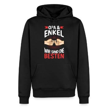 Großvater Opa und Enkel - Männer Premium Bio Hoodie - Schwarz - Vorne - Nico (187cm)