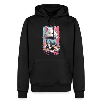 Chat Sushi Master Pastel Lover Design - Sweat à capuche Premium bio Homme - noir - Devant - Nico (187cm)