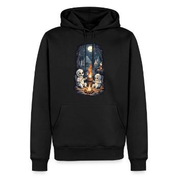 Halloween Mumie Camping Lagerfeuer Cartoon - Männer Premium Bio Hoodie - Schwarz - Vorne - Nico (187cm)