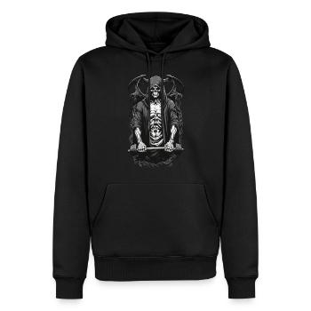 Grim Reaper Bodybuilder Fitness Motiv - Männer Premium Bio Hoodie - Schwarz - Vorne - Nico (187cm)