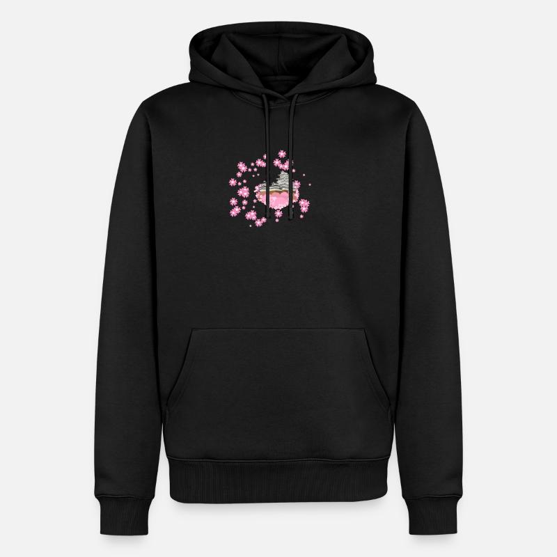 Fleur de cerisier Temple Design Sakura - Sweat à capuche Premium bio Homme - noir