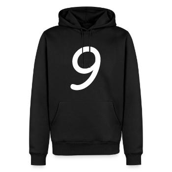 9 - Men’s Premium Organic Hoodie - black - Front - Nico (187cm)