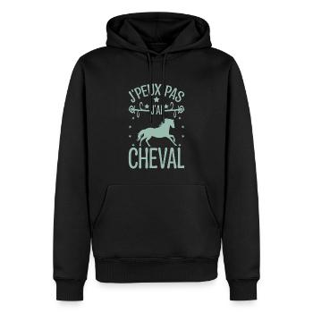 Ich kann kein Pferd haben - Männer Premium Bio Hoodie - Schwarz - Vorne - Nico (187cm)