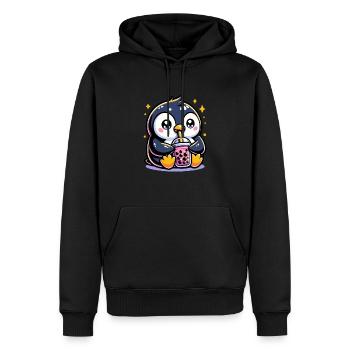 Bubble Tea Pingouin Boba Tea Kawaii Cadeau - Sweat à capuche Premium bio Homme - noir - Devant - Nico (187cm)
