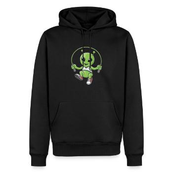 Alien with skipping rope - Men’s Premium Organic Hoodie - black - Front - Nico (187cm)