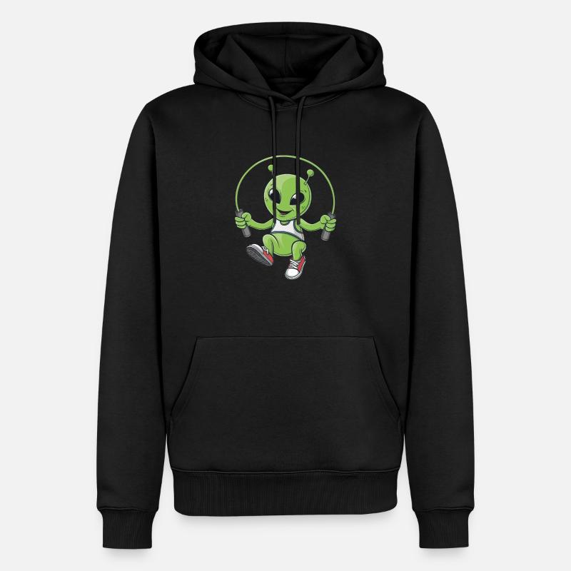 Alien mit Springseil - Männer Premium Bio Hoodie - Schwarz