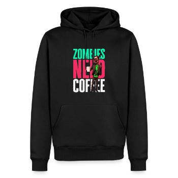 Lustiges Kaffee Design mit Zombie - Männer Premium Bio Hoodie - Schwarz - Vorne - Nico (187cm)