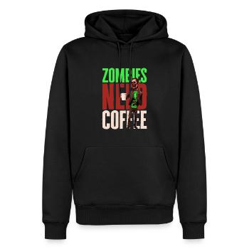 Lustiges Kaffee Design mit Zombie - Männer Premium Bio Hoodie - Schwarz - Vorne - Nico (187cm)