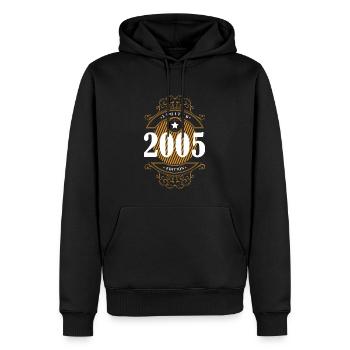 2005 Édition Limitée Anniversaire - Sweat à capuche Premium bio Homme - noir - Devant - Nico (187cm)