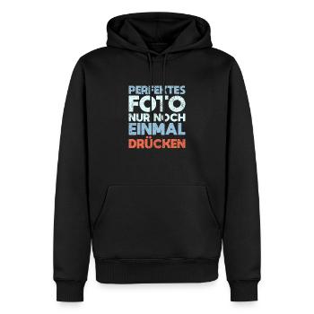 Perfektes Foto, Nur Noch Einmal Drücken - Männer Premium Bio Hoodie - Schwarz - Vorne - Nico (187cm)