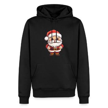 Süsser kleiner Weihnachtsmann mit Bart und Mütze - Männer Premium Bio Hoodie - Schwarz - Vorne - Nico (187cm)