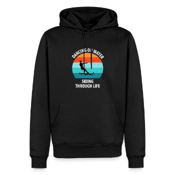 Ski nautique, ski nautique, skieurs nautiques - Sweat à capuche Premium bio Homme - noir - Devant - Nico (187cm)