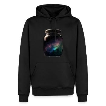 Galaxie de forêt dans le ciel nocturne de la nature en verre - Sweat à capuche Premium bio Homme - noir - Devant - Nico (187cm)