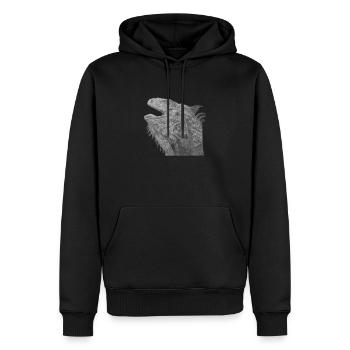 Bartagame - Männer Premium Bio Hoodie - Schwarz - Vorne - Nico (187cm)