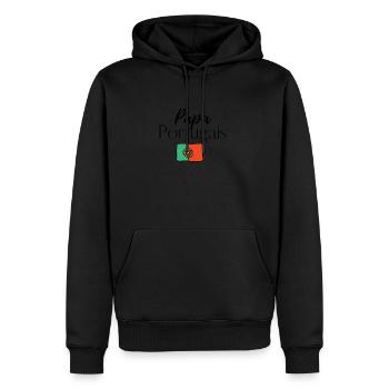 Papa Portugais - Sweat à capuche Premium bio Homme - noir - Devant - Nico (187cm)