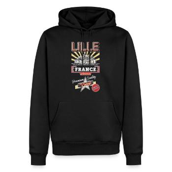 Lille France City Skyline Vintage Rétro - Sweat à capuche Premium bio Homme - noir - Devant - Nico (187cm)