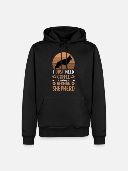 German Shepherd Coffee Retro - Men’s Premium Organic Hoodie - black