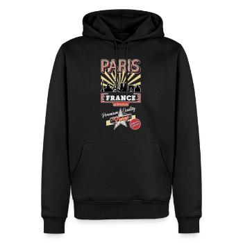 Paris France City Skyline Vintage Rétro - Sweat à capuche Premium bio Homme - noir - Devant - Nico (187cm)