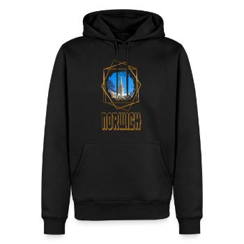 Norwich Angleterre UK City Skyline Love Gold - Sweat à capuche Premium bio Homme - noir - Devant - Nico (187cm)