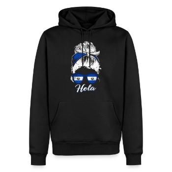El Salvador Frau - Männer Premium Bio Hoodie - Schwarz - Vorne - Nico (187cm)
