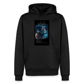 WIDDER - Männer Premium Bio Hoodie - Schwarz - Vorne - Nico (187cm)
