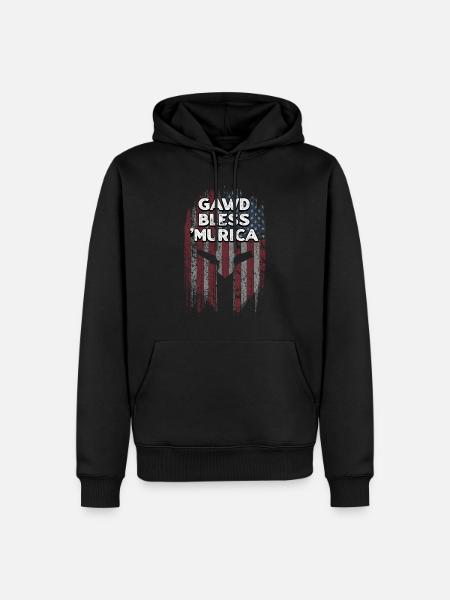 Gawd Bless Murica 4 luglio Meme Quarto di - Felpa con cappuccio ecologica premium da uomo - nero