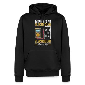 Electricité Electronique Électrique - Sweat à capuche Premium bio Homme - noir - Devant - Nico (187cm)