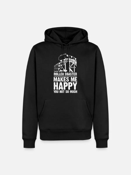 Roller Coaster Makes Me Happy - Männer Premium Bio Hoodie - Schwarz