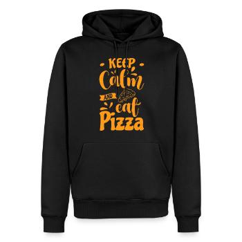 Pizzeria Italien Faim de nourriture - Sweat à capuche Premium bio Homme - noir - Devant - Nico (187cm)