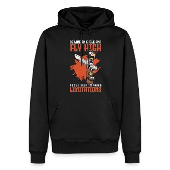 Chef de plume rituel indien - Sweat à capuche Premium bio Homme - noir - Devant - Nico (187cm)