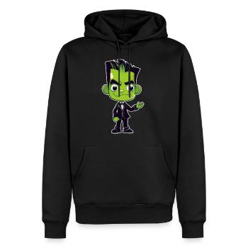 Mignon monstre vert dans un costume élégant - Sweat à capuche Premium bio Homme - noir - Devant - Nico (187cm)