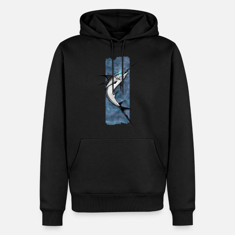 Marlin azur : majesté des profondeurs - Sweat à capuche Premium bio Homme - noir