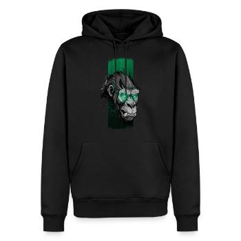 Vigilance verdoyante : gorille aux yeux verts - Sweat à capuche Premium bio Homme - noir - Devant - Nico (187cm)