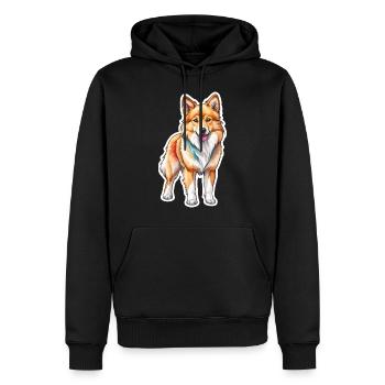 Islandhund Wasserfarben - Männer Premium Bio Hoodie - Schwarz - Vorne - Nico (187cm)