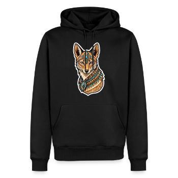 Chacal Égyptien Néo Traditionnel - Sweat à capuche Premium bio Homme - noir - Devant - Nico (187cm)